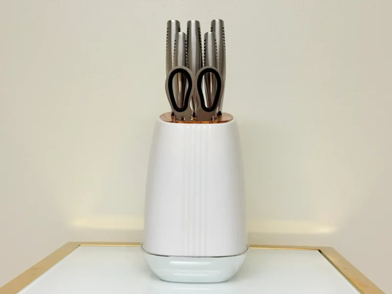 Modern Stainless Steel Knife Set with Block, 7-Piece Kitchen Set with Storage Stand