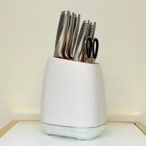 Modern Stainless Steel Knife Set with Block, 7-Piece Kitchen Set with Storage Stand