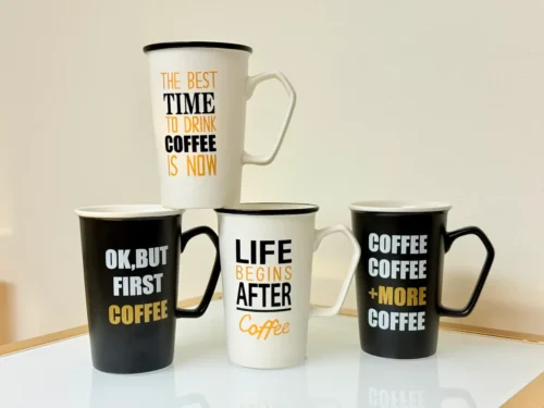 printed quote coffee mug set