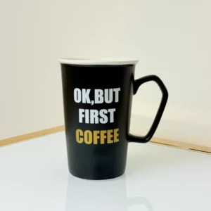 Printed Quote Coffee Mug Set - 4 Pack Black & White Mugs (13 oz)