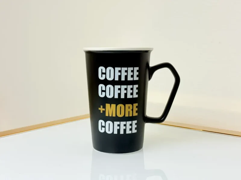 Printed Quote Coffee Mug Set - 4 Pack Black & White Mugs (13 oz)