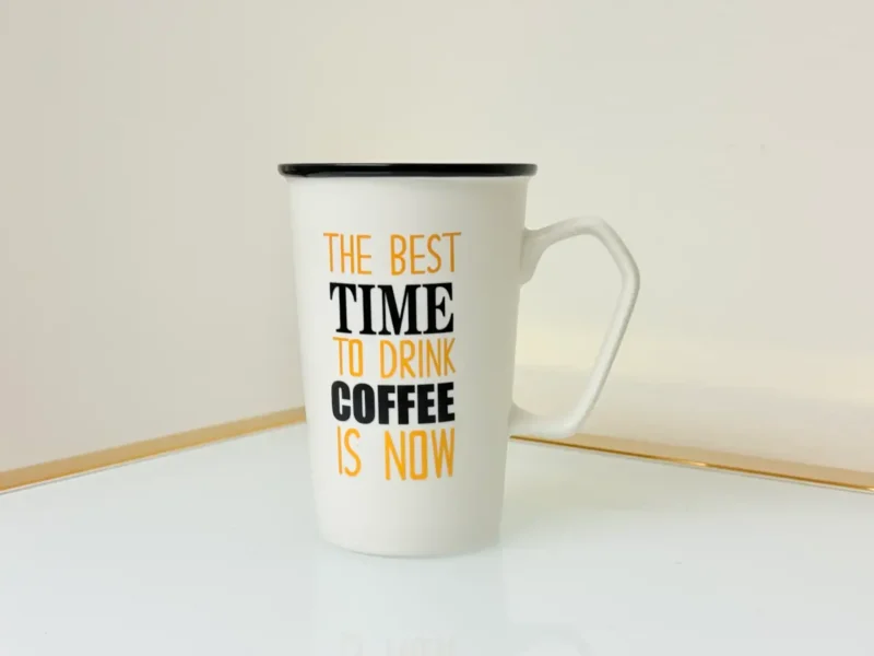 Printed Quote Coffee Mug Set - 4 Pack Black & White Mugs (13 oz)