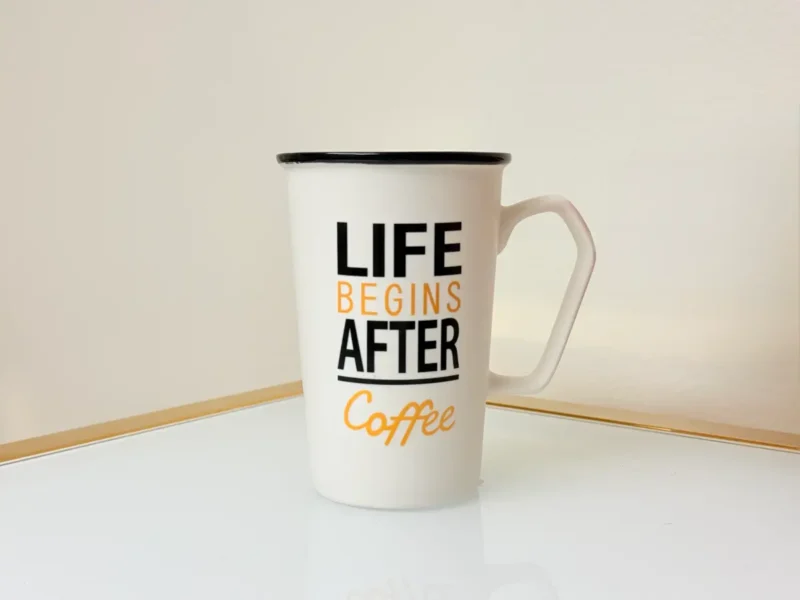 Printed Quote Coffee Mug Set - 4 Pack Black & White Mugs (13 oz)