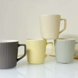 ribbed ceramic coffee mug set
