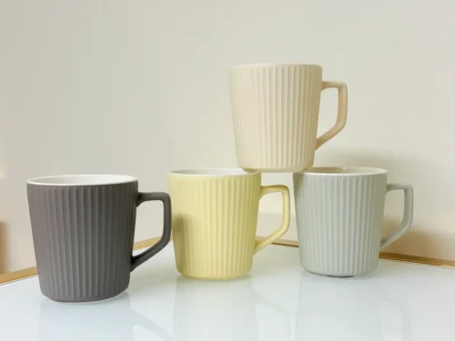 ribbed ceramic coffee mug set