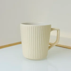 Ribbed Ceramic Coffee Mug Set - 4 Pack Matte Pastel (13 oz)