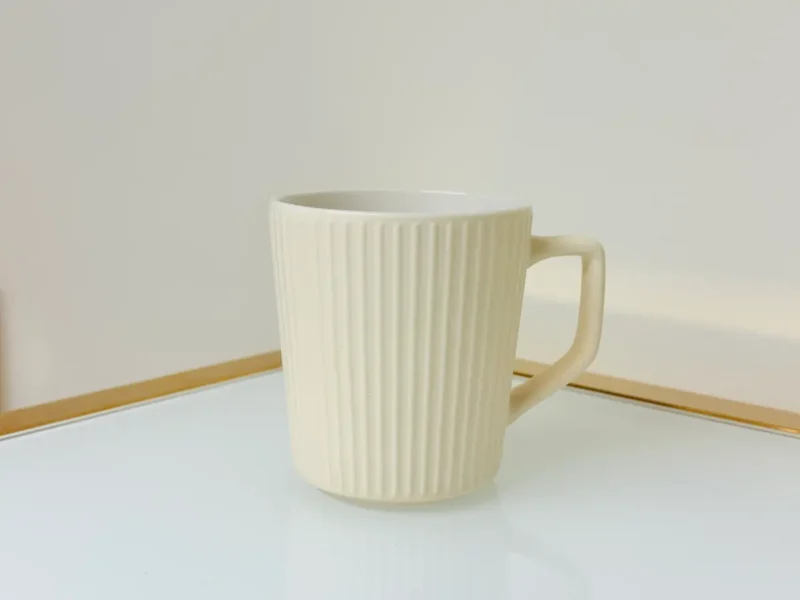 Ribbed Ceramic Coffee Mug Set - 4 Pack Matte Pastel (13 oz)