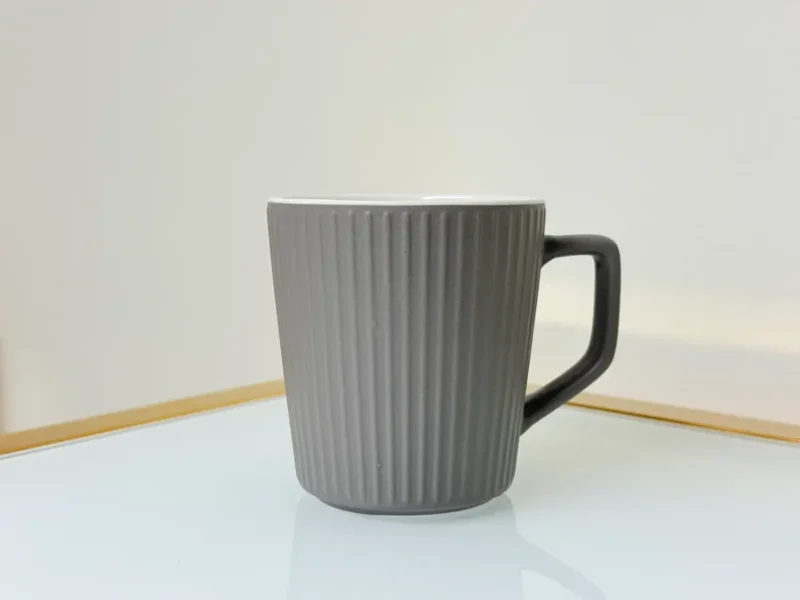 Ribbed Ceramic Coffee Mug Set - 4 Pack Matte Pastel (13 oz)