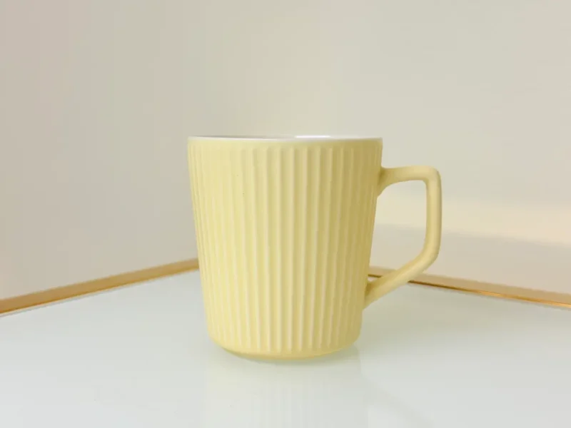 Ribbed Ceramic Coffee Mug Set - 4 Pack Matte Pastel (13 oz)