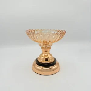 Set of 3 Crystal Glass Dessert Bowls with Rose Gold Base - Elegant Centerpiece Set