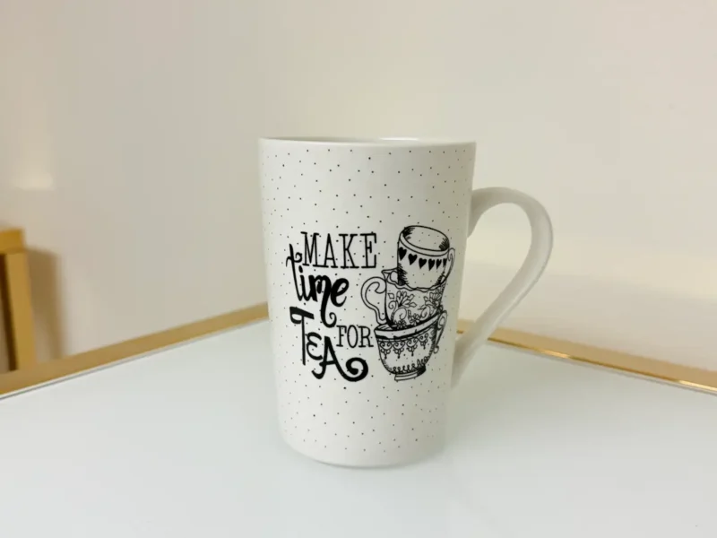 Set of 4 Ceramic Tea Mugs with Quotes 12 fl oz
