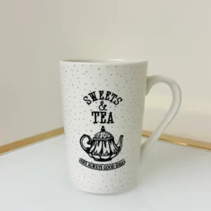 Set of 4 Ceramic Tea Mugs with Quotes 12 fl oz