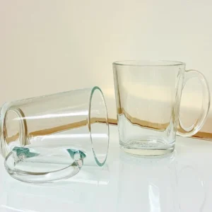 Set of 6 Clear Glass Mugs with Handle 10 fl oz