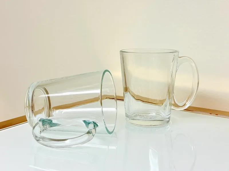 Set of 6 Clear Glass Mugs with Handle 10 fl oz