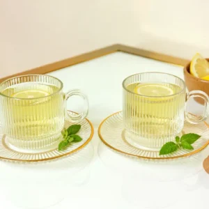 ribbed glass teacups