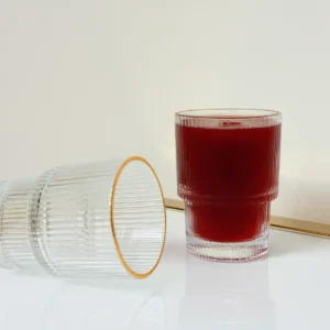 ribbed gold rim tumblers