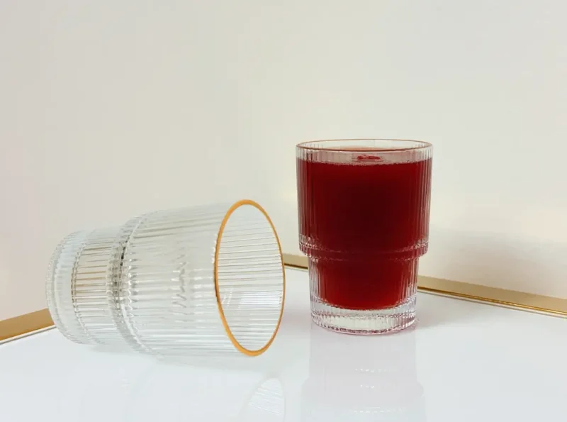 ribbed gold rim tumblers