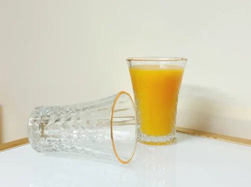 set-of-6-textured-glass-tumblers-gold-rim-13oz textured glass tumblers