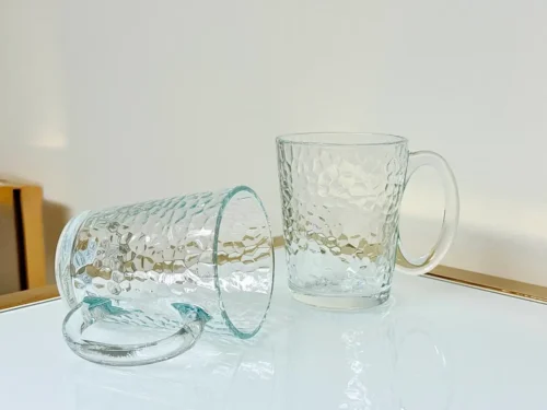set-of-6-textured-glass-tumblers-handle-10oz textured glass tumblers