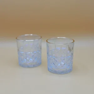 Set of 6 Textured Gold Rim Tumblers Clear 10 oz