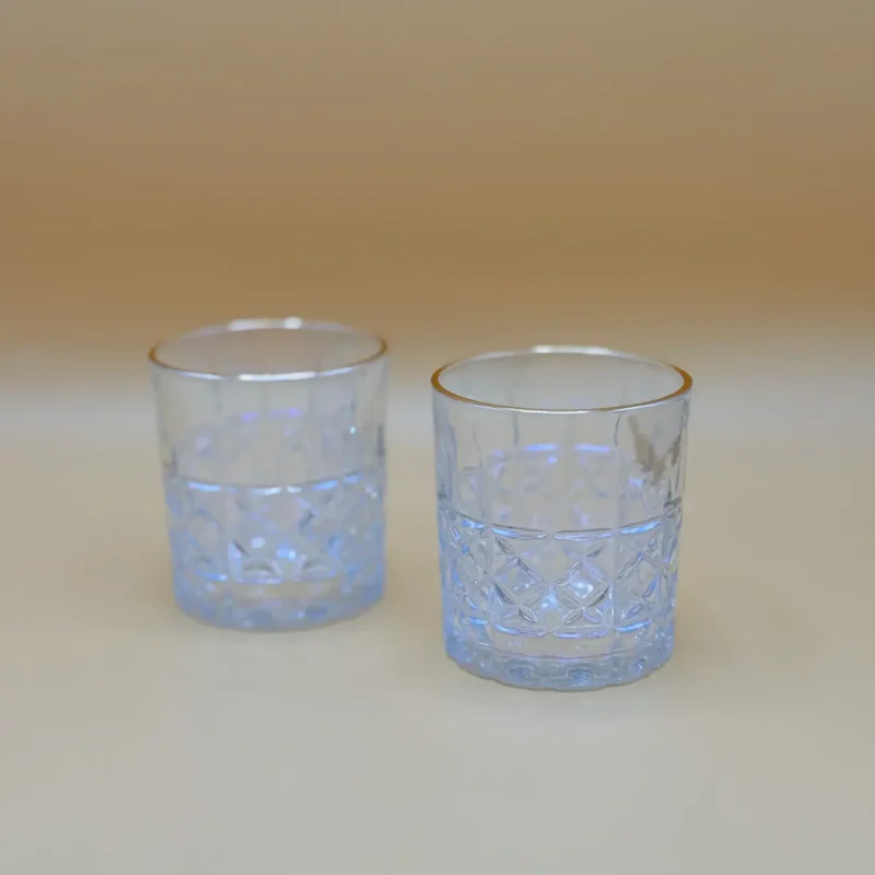 Set of 6 Textured Gold Rim Tumblers Clear 10 oz