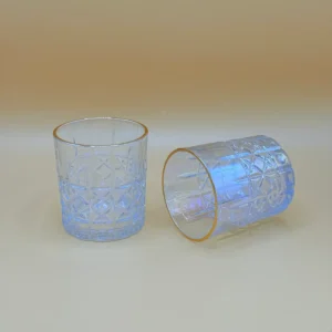 Set of 6 Textured Gold Rim Tumblers Clear 10 oz