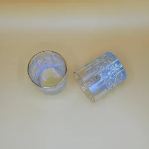 Set of 6 Textured Gold Rim Tumblers Clear 10 oz