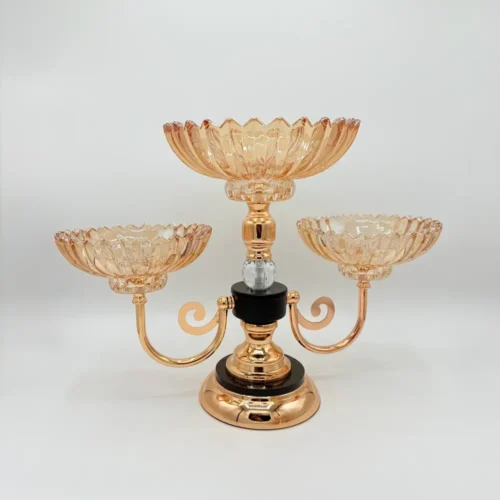 triple-bowl-gold-and-black-table-centerpiece-stand Triple Bowl Gold and Black Table Centerpiece Stand