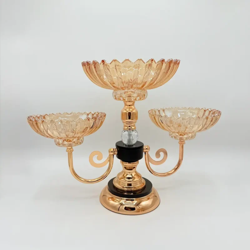 Triple Bowl Gold and Black Table Centerpiece Stand