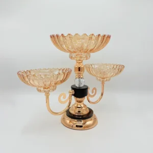 Triple Bowl Gold and Black Table Centerpiece Stand