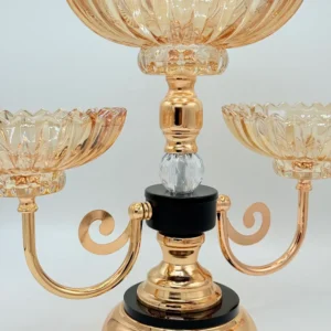 Triple Bowl Gold and Black Table Centerpiece Stand