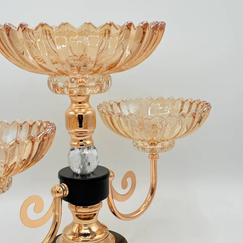 Triple Bowl Gold and Black Table Centerpiece Stand