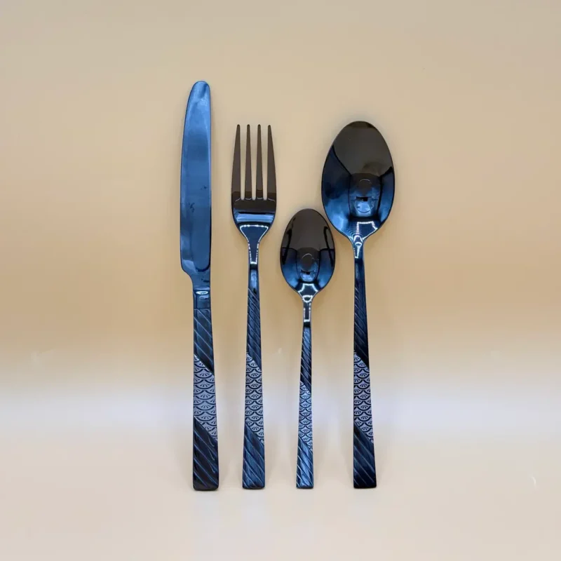 24-Piece Stainless Steel Flatware Set – Copper, Black Designs
