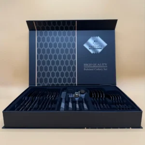 24-Piece Stainless Steel Flatware Set – Copper, Black Designs