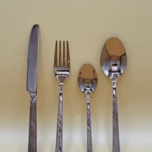 24-Piece Stainless Steel Flatware Set – Copper, Black Designs