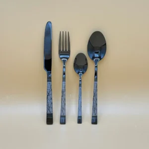 24-Piece Stainless Steel Flatware Set – Copper, Black Designs