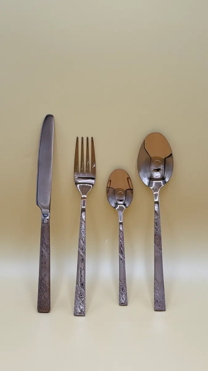 24-Piece Stainless Steel Flatware Set – Copper, Black Designs