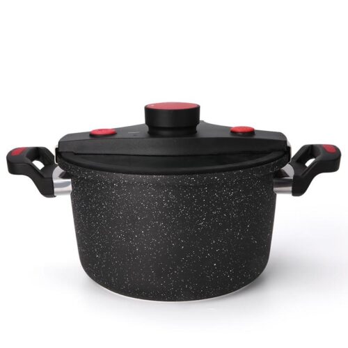 304-black-stainless-steel-household-pressure-cooker-with-6-in-1-safety-system Household Non-Stick Pressure Cooker