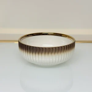 32-Piece Gradient Ceramic Dinnerware Set with Gold Trim - Plates, Bowls, Cups & Serving Plates (Brown or Black)