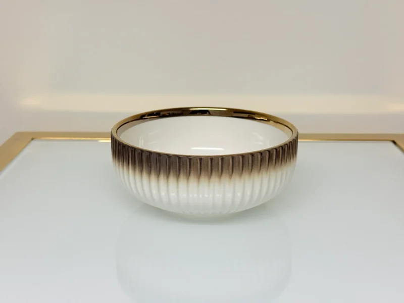 32-Piece Gradient Ceramic Dinnerware Set with Gold Trim - Plates, Bowls, Cups & Serving Plates (Brown or Black)