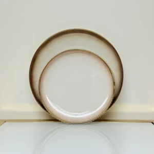 32-Piece Gradient Ceramic Dinnerware Set with Gold Trim - Plates, Bowls, Cups & Serving Plates (Brown or Black)