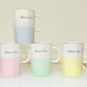 ceramic mug with gradient finish and love quote