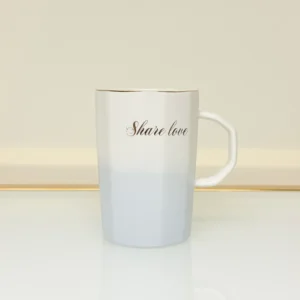 Ceramic Mug with Gradient Finish and Love Quote - “Share Love” & “Sweet Love” Mugs (Green, Blue, Pink, Yellow)