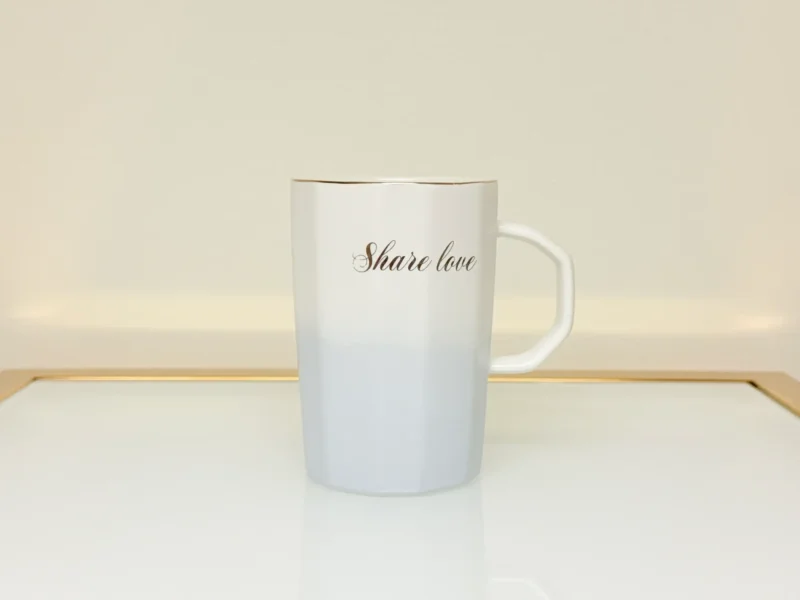 Ceramic Mug with Gradient Finish and Love Quote - “Share Love” & “Sweet Love” Mugs (Green, Blue, Pink, Yellow)