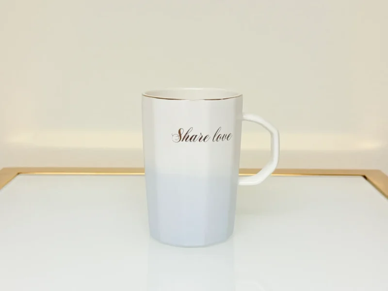 Ceramic Mug with Gradient Finish and Love Quote - “Share Love” & “Sweet Love” Mugs (Green, Blue, Pink, Yellow)