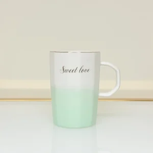 Ceramic Mug with Gradient Finish and Love Quote - “Share Love” & “Sweet Love” Mugs (Green, Blue, Pink, Yellow)