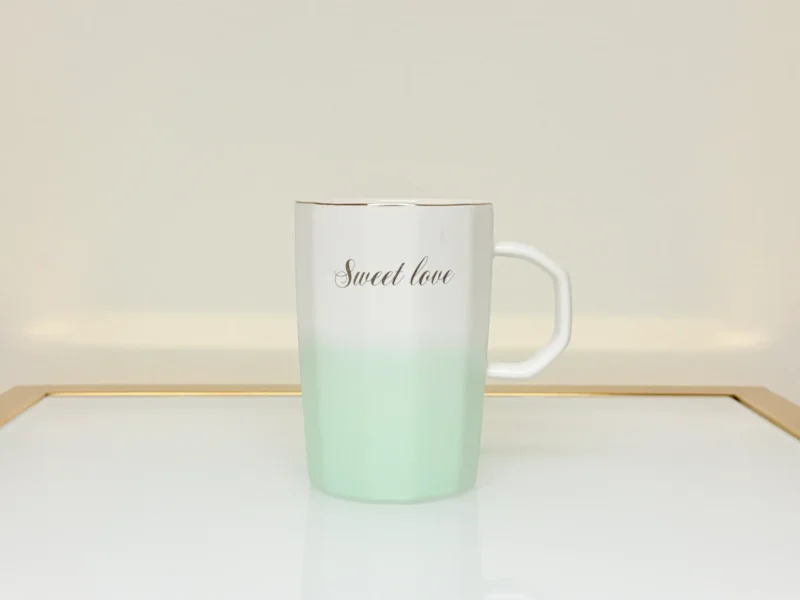 Ceramic Mug with Gradient Finish and Love Quote - “Share Love” & “Sweet Love” Mugs (Green, Blue, Pink, Yellow)