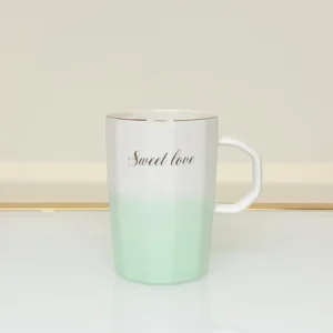 Ceramic Mug with Gradient Finish and Love Quote - “Share Love” & “Sweet Love” Mugs (Green, Blue, Pink, Yellow)