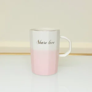 Ceramic Mug with Gradient Finish and Love Quote - “Share Love” & “Sweet Love” Mugs (Green, Blue, Pink, Yellow)