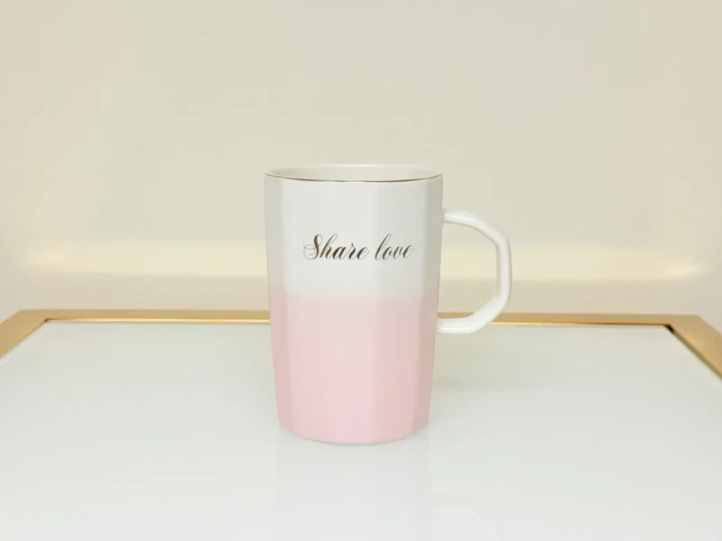 Ceramic Mug with Gradient Finish and Love Quote - “Share Love” & “Sweet Love” Mugs (Green, Blue, Pink, Yellow)